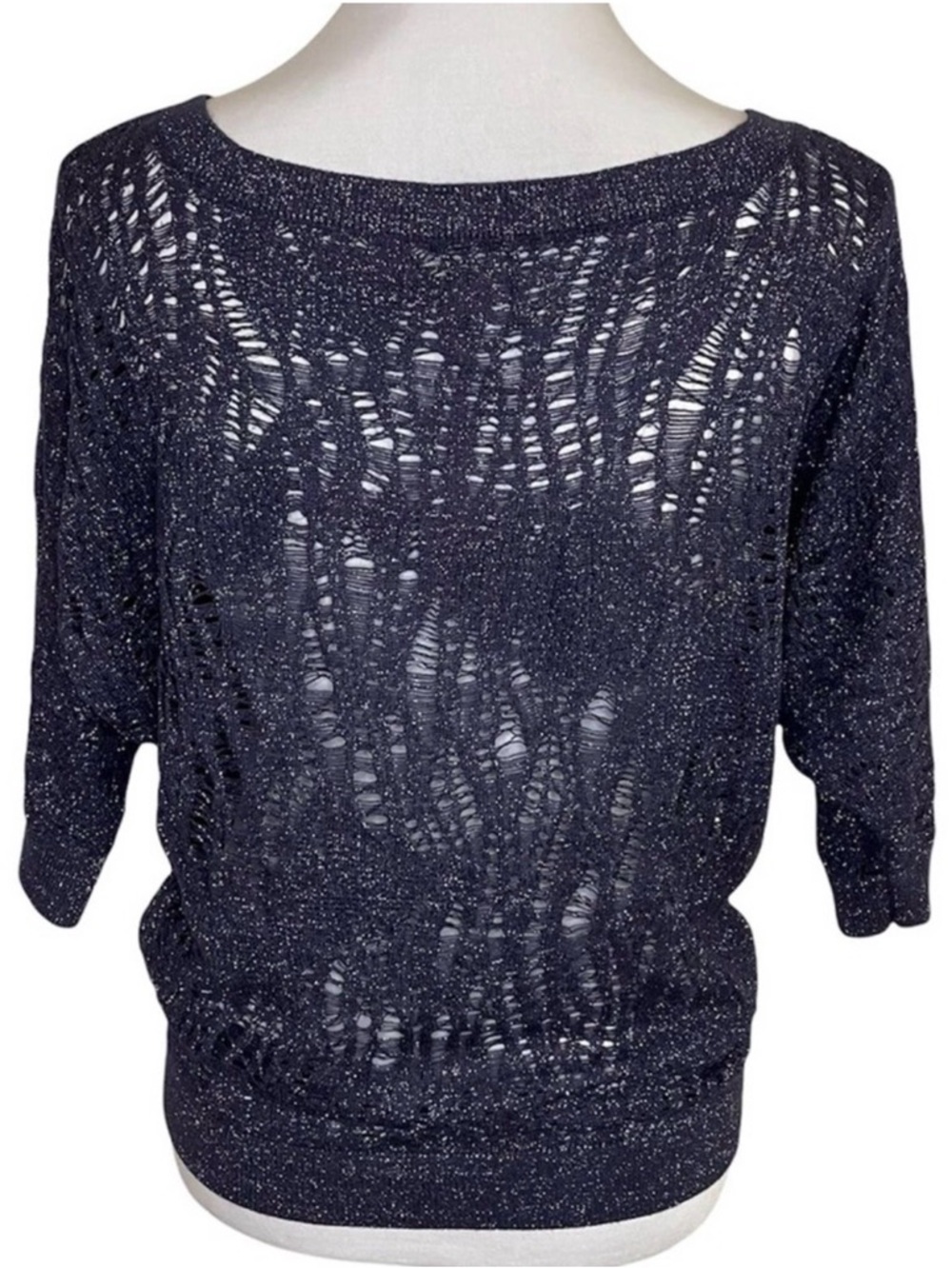 Express Metallic Dolman Sleeve Open Knit Sweater | Sz M